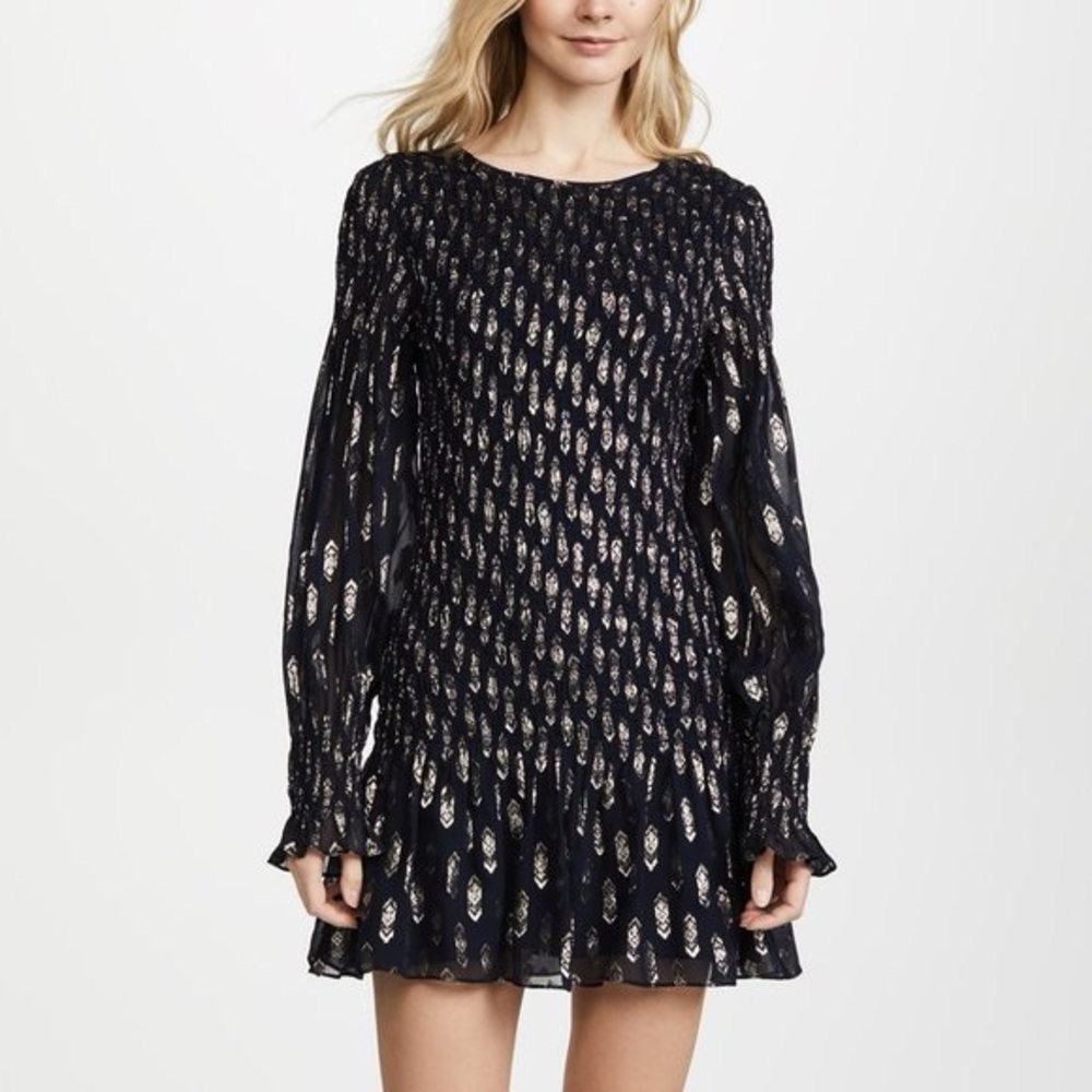 LoveShackFancy
Navy Metallic Jacquard Mini Dress